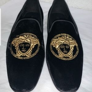 Men Versace Medusa Head Velvet Loafers